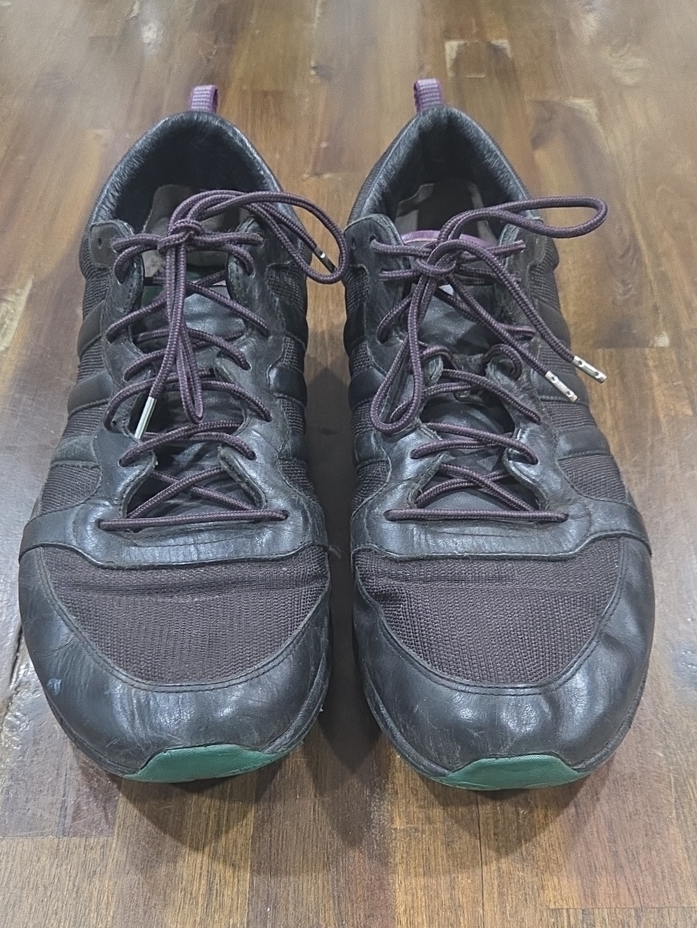 Y-3 Men's Athletic Sneakers in Plum and Black with Green Toe Caps
